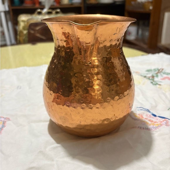 Hammered Copper Pitcher with Brass Handle - Picture 2 of 9